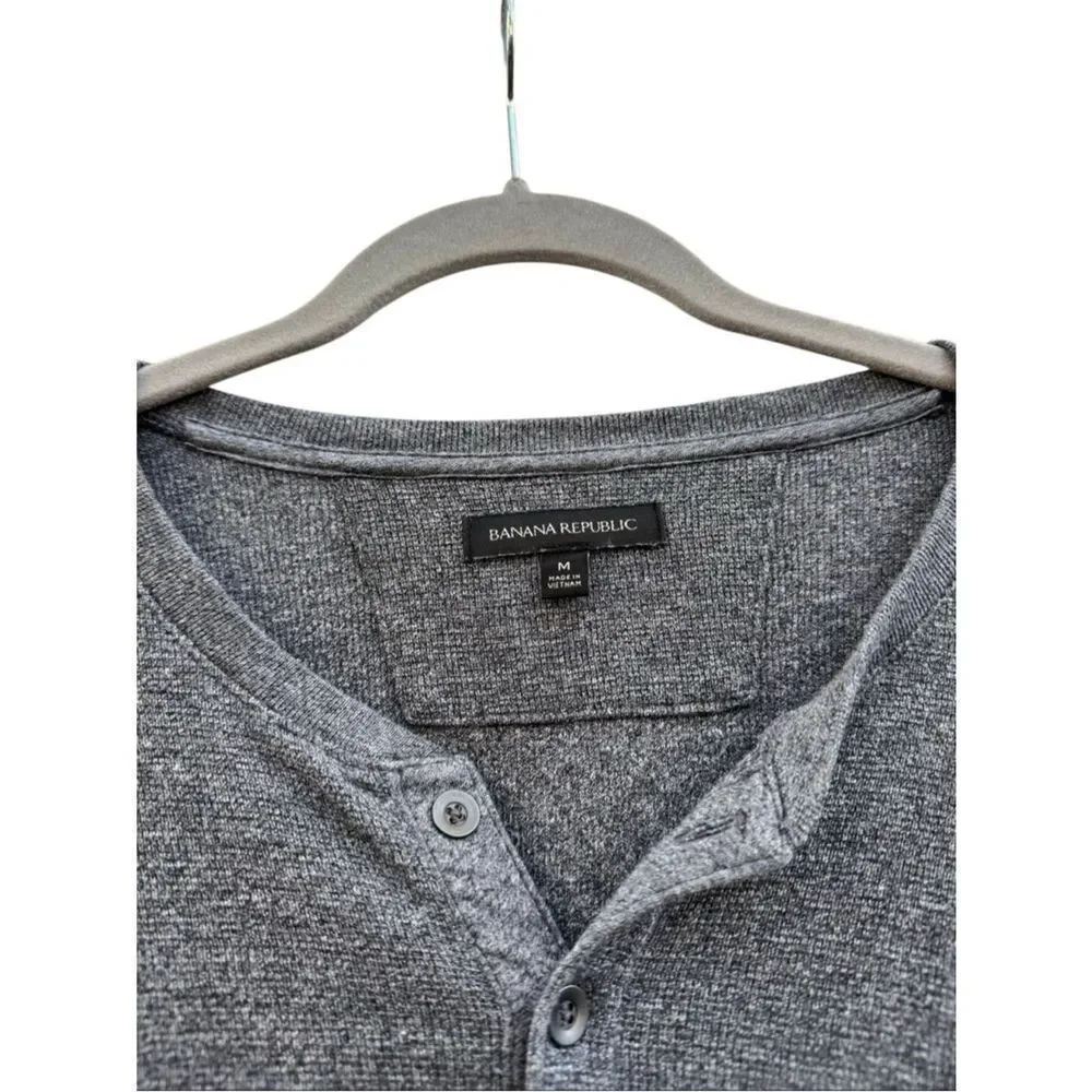 Banana Republic Men's Double Knit Henley Cotton Modal Longsleeve Shirt - Medium